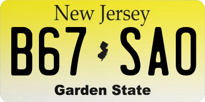 NJ license plate B67SAO