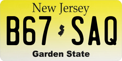 NJ license plate B67SAQ