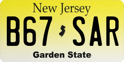 NJ license plate B67SAR