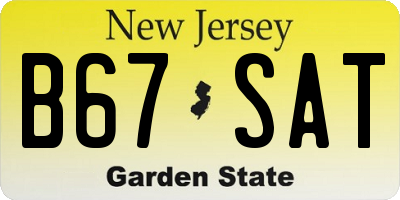 NJ license plate B67SAT