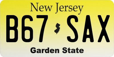 NJ license plate B67SAX