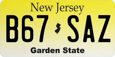 NJ license plate B67SAZ
