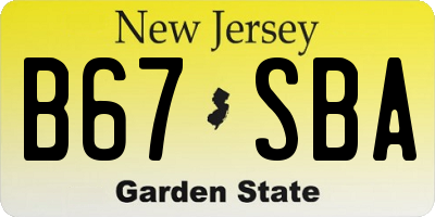 NJ license plate B67SBA