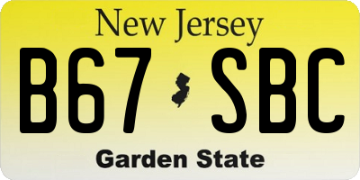 NJ license plate B67SBC