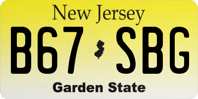 NJ license plate B67SBG