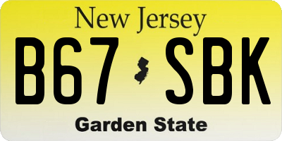 NJ license plate B67SBK