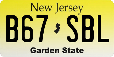 NJ license plate B67SBL