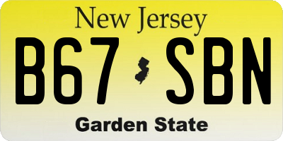 NJ license plate B67SBN