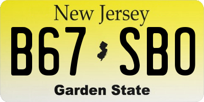 NJ license plate B67SBO