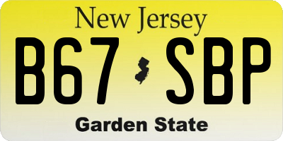 NJ license plate B67SBP
