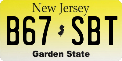 NJ license plate B67SBT