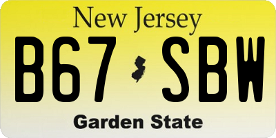 NJ license plate B67SBW
