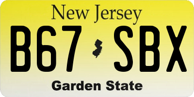 NJ license plate B67SBX