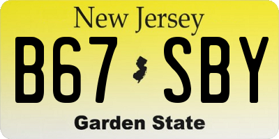 NJ license plate B67SBY