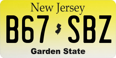 NJ license plate B67SBZ