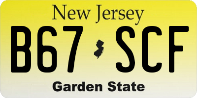 NJ license plate B67SCF