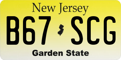 NJ license plate B67SCG