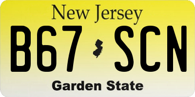 NJ license plate B67SCN