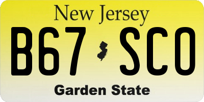 NJ license plate B67SCO
