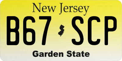 NJ license plate B67SCP