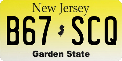 NJ license plate B67SCQ