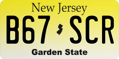 NJ license plate B67SCR