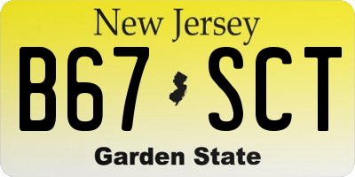 NJ license plate B67SCT