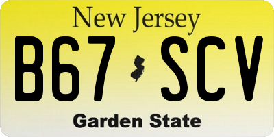 NJ license plate B67SCV
