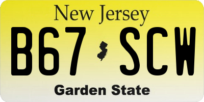 NJ license plate B67SCW