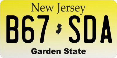 NJ license plate B67SDA