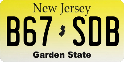 NJ license plate B67SDB