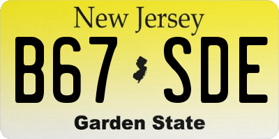 NJ license plate B67SDE