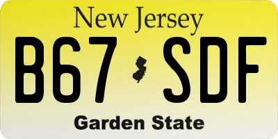 NJ license plate B67SDF