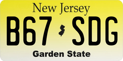 NJ license plate B67SDG