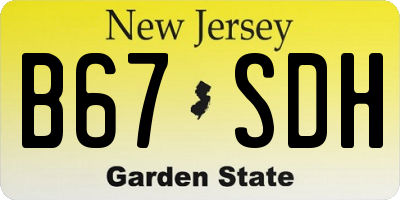 NJ license plate B67SDH