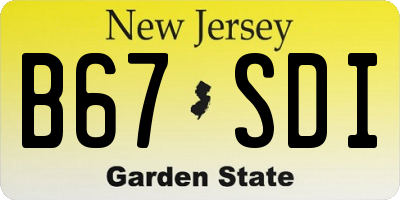 NJ license plate B67SDI