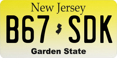 NJ license plate B67SDK