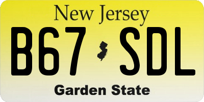 NJ license plate B67SDL