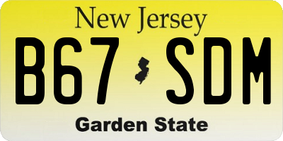 NJ license plate B67SDM