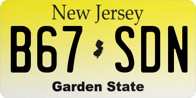 NJ license plate B67SDN