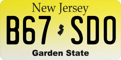 NJ license plate B67SDO
