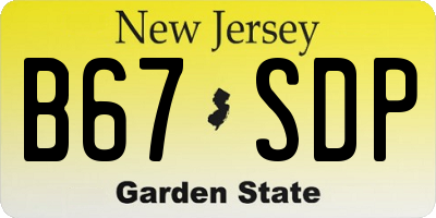 NJ license plate B67SDP