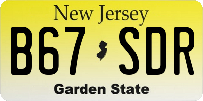 NJ license plate B67SDR
