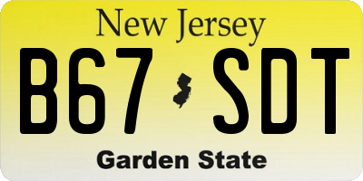 NJ license plate B67SDT