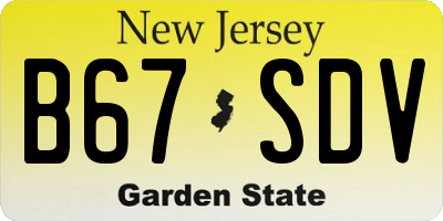 NJ license plate B67SDV
