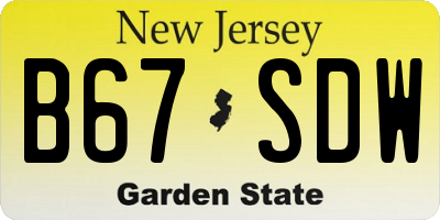 NJ license plate B67SDW