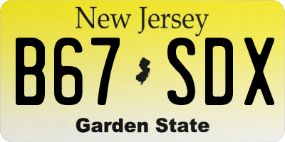 NJ license plate B67SDX