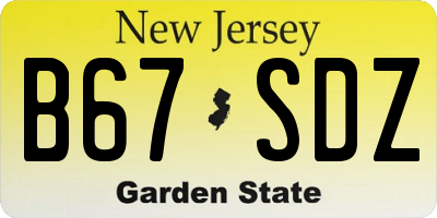 NJ license plate B67SDZ