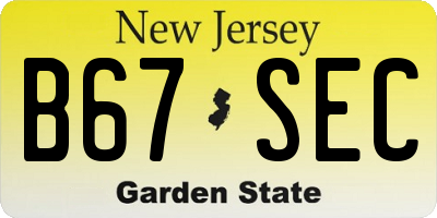 NJ license plate B67SEC