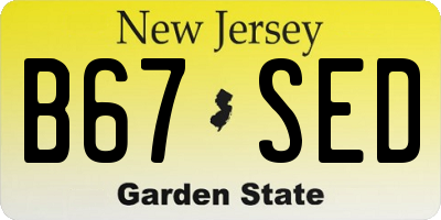 NJ license plate B67SED